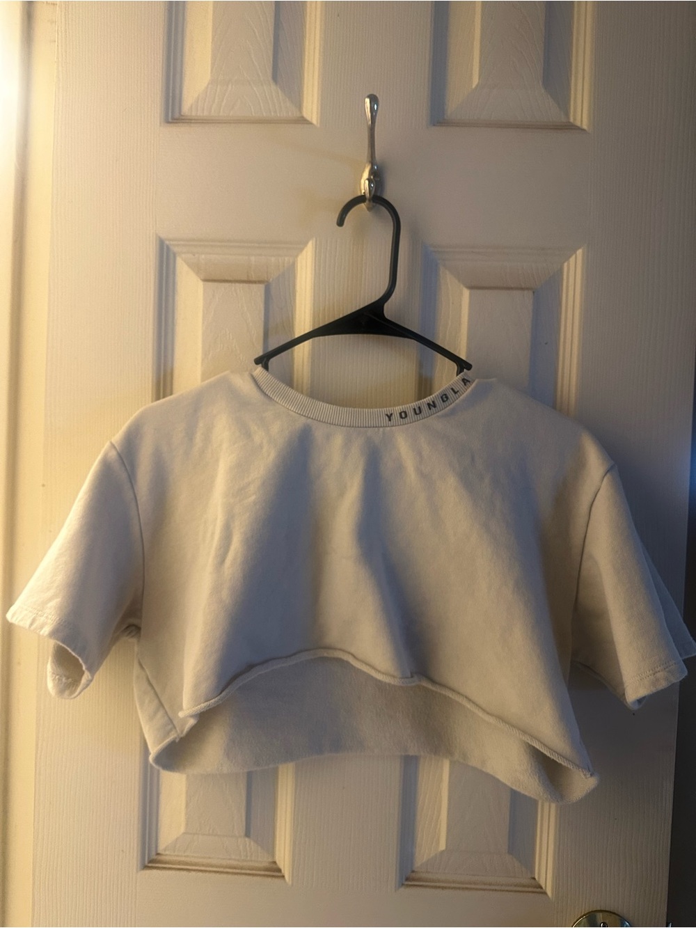 Extra Cropped Cream Short Sleeve T-Shirt